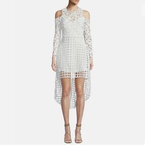 ALEXIA ADMOR White Cold Shoulder High Low Lace Dress | Size 2